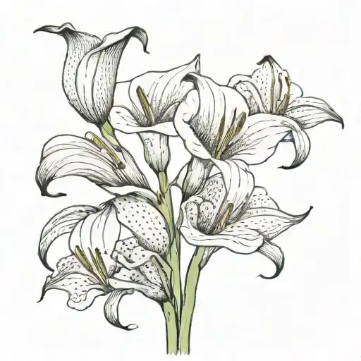 calli lily intertwined with wildflowers tattoo design idea