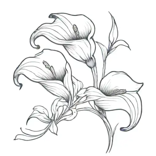calli lily intertwined with wildflowers tattoo design idea