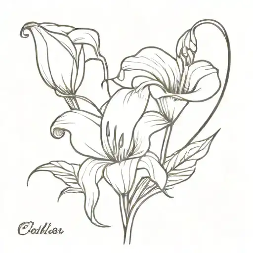 wildflower and calli lily flower tattoo design idea