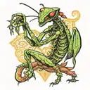 eating praying mantis tattoo design idea