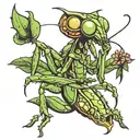eating praying mantis tattoo design idea