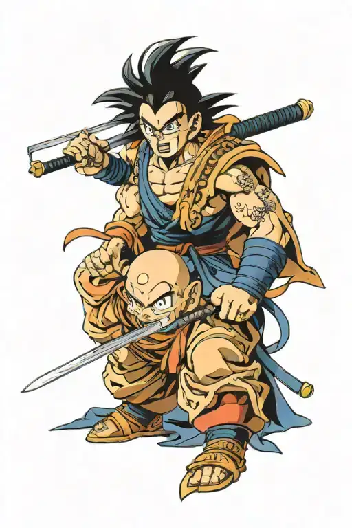dragon ball z samurai and dragon wrapped tattoo design idea