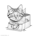 cat inside box tattoo design idea