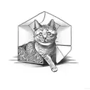 cat inside box tattoo design idea