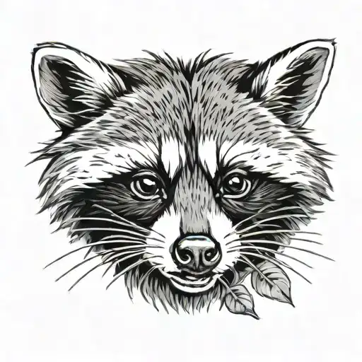 raccoon in the style of anime characters coming  tattoo design idea