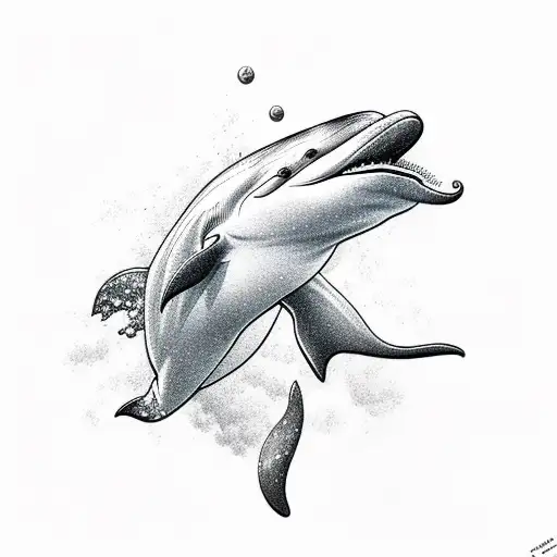 cute 2D dolphin head tattoo design idea