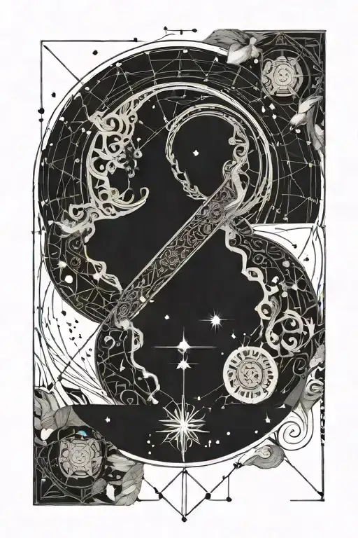 virgo celestial themed tattoo featuring different elements thin lines constellation  tattoo design idea