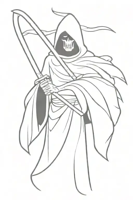 Grim Reaper holding a sword tattoo design idea