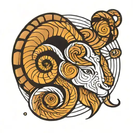 aries zodiac sign fibonacci spiral tattoo design idea