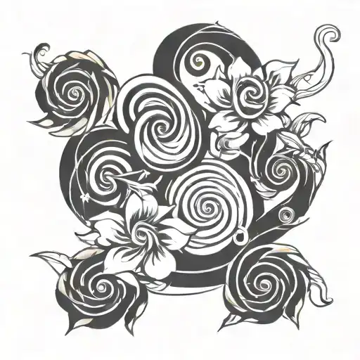 aries zodiac sign fibonacci spiral flowers tattoo design idea