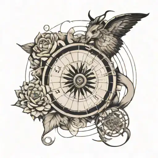 A tattoo design incorporating the Fibonacci sequence with elements of Astrology and Aries symbolism tattoo design idea