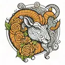 aries zodiac sign fibonacci spiral tattoo design idea