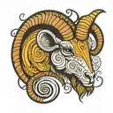 aries zodiac sign fibonacci spiral tattoo design idea