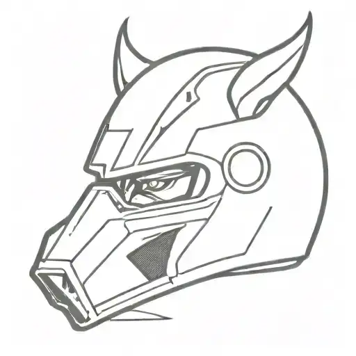 half devil face and half motorbike helmet tattoo design idea