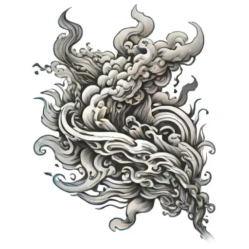 abstract smoke rising arm tattoo design idea