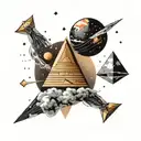 space and pyramid tattoo design idea