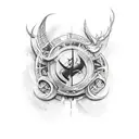 A tattoo design combining elements from Harry Potter and 90s decade tattoo design idea