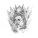 A tattoo design combining elements from Harry Potter and 90s decade tattoo design idea