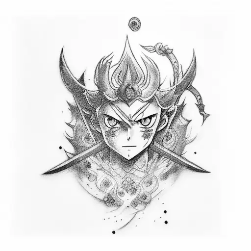 asta feom.black clover with hsi sword  tattoo design idea