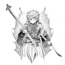 asta from.black clover with his sword  tattoo design idea