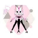 geometric wolf with a pink rose at it's feets tattoo design idea