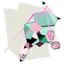 geometric wolf with a pink rose at it's feets tattoo design idea