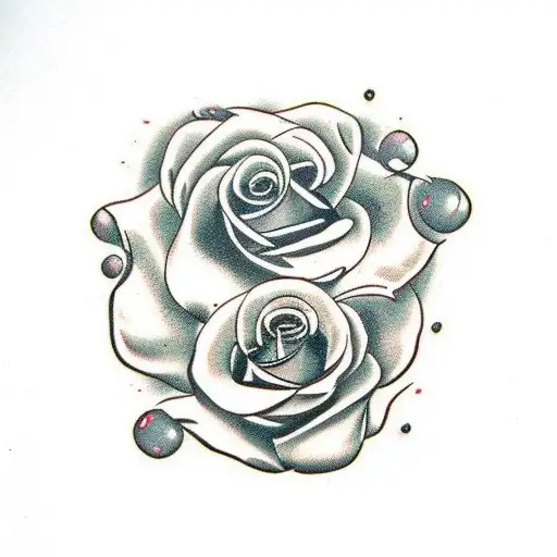 blood tear drops and roses tattoo design idea