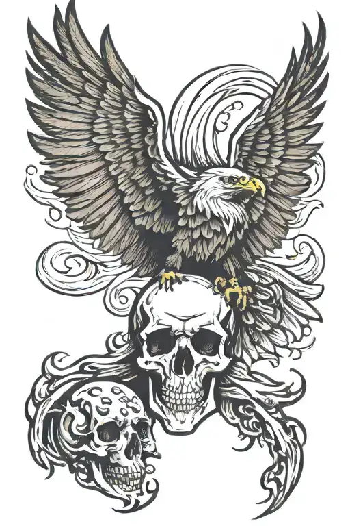 eagle and skull tattoo design idea
