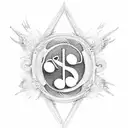 Harmony, inner peace, music, note, white doves, flying losing golds waves sand in a pendant style tattoo design idea