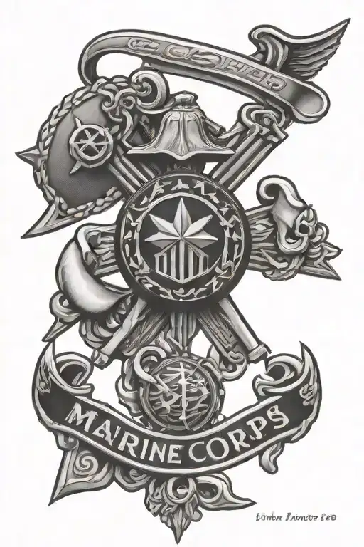 Marine Corps Seal and Maltese Cross tattoo design idea