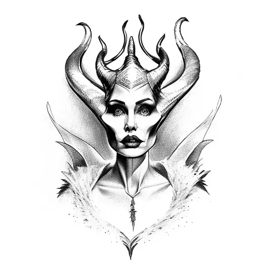 Maleficent and a crow tattoo design idea