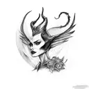 Maleficent and a crow tattoo design idea