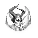 Maleficent and a crow tattoo design idea