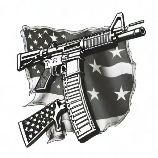 flag usa, ar15 rifle tattoo design idea