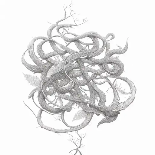 typography that says "Beltran" and vines, underbush, and perhaps a tree in the background tattoo design idea