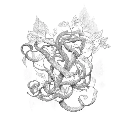typography with vines and underbush in background tattoo design idea