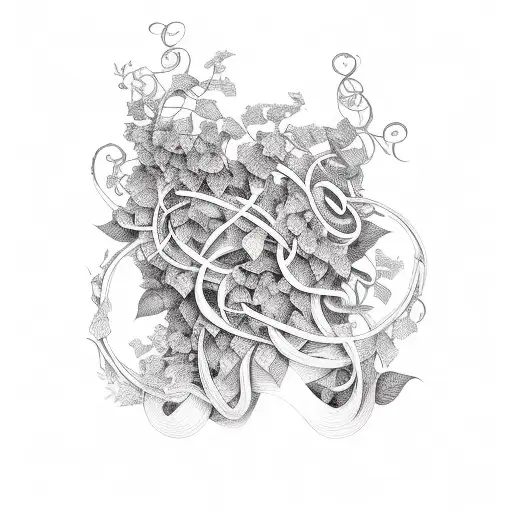 typography that says "Beltran" and vines in background tattoo design idea