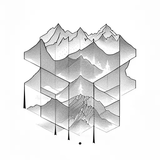 A majestic mountain range made up of stacked books, representing the vastness of knowledge tattoo design idea