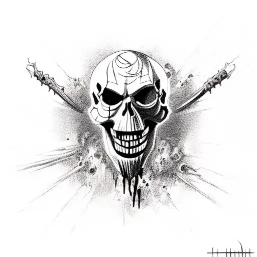 laughing skull with blood dripping from mouth tattoo design idea