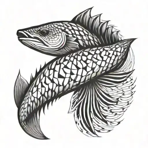 sturgeon geometric tattoo design idea