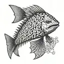 sturgeon geometric tattoo design idea