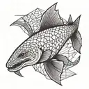 sturgeon geometric tattoo design idea