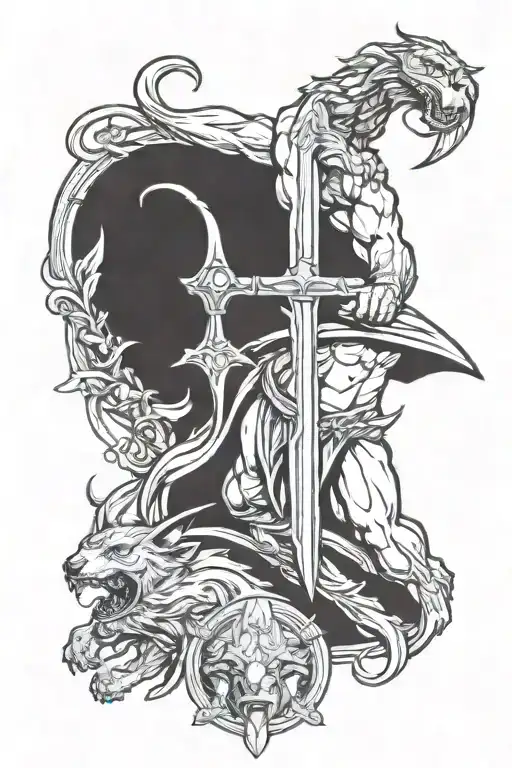 Hercules fighting Cerberus tattoo design idea