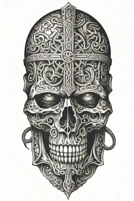 kabbalah , mexico, viking, knight templar, mason, skull, snake tattoo design idea
