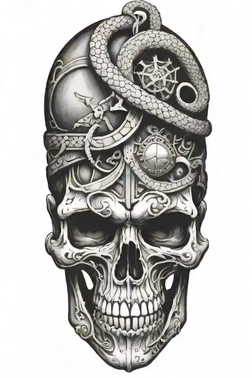 kabbalah , mexico, viking, knight templar, mason, skull, snake tattoo design idea