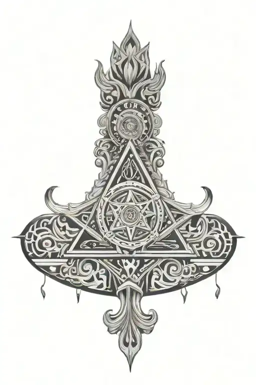 A fusion design combining Kabbalah symbols with Mexican motifs with nordic motifs tattoo design idea