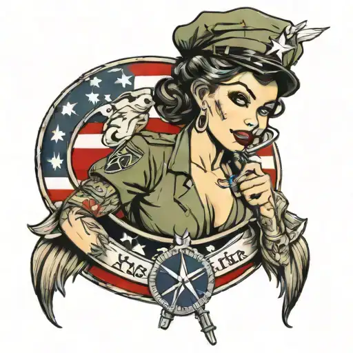 PIN UP GIRL US ARMY MEDIC tattoo design idea