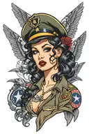 pin up girl us army uniform looking tattoo design idea