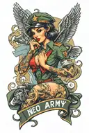 pin up girl us army uniform looking tattoo design idea