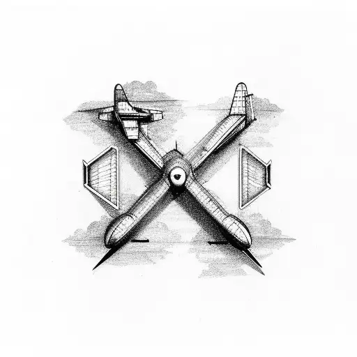 aircraft with the letter J tattoo design idea